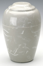 Load image into Gallery viewer, Grecian Gray Marble 35 Cubic Inches Funeral Cremation Urn Keepsake, TSA Approved
