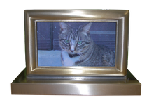 Load image into Gallery viewer, Large 100 Cubic Inch Brushed Nickel KL Photo Funeral Cremation Urn for Ashes

