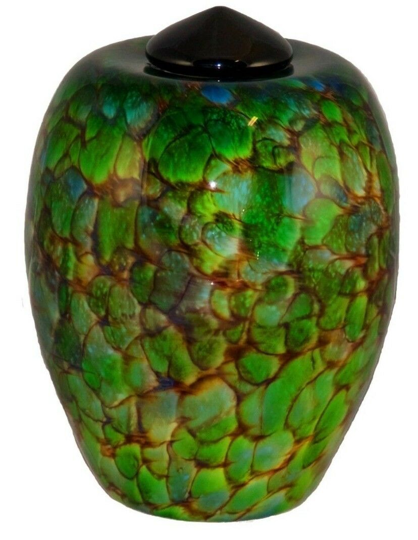 Large/Adult 220 Cubic Inch Florence Forest Funeral Glass Cremation Urn for Ashes