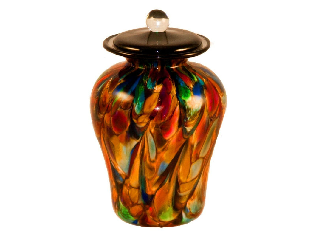 100 Cubic Inch Palermo Autumn Funeral Glass Cremation Urn for Ashes