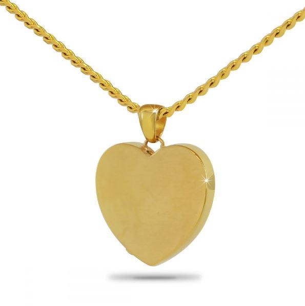 Gold-Colored Love Heart Stainless Steel Pendant/Necklace Funeral Cremation Urn