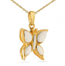 Load image into Gallery viewer, Small/Keepsake White Butterfly Gold Pendant Funeral Cremation Urn for Ashes
