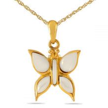 Load image into Gallery viewer, Small/Keepsake White Butterfly Gold Pendant Funeral Cremation Urn for Ashes

