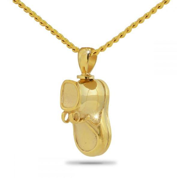 10K Solid Gold Infant Shoe Pendant/Necklace Funeral Cremation Urn for Ashes