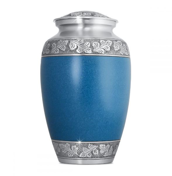 Large/Adult 200 Cu In Blue Towan Pewter Brass Funeral Cremation Urn for Ashes