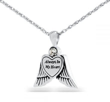 Load image into Gallery viewer, Sterling Silver Heart with Angel Wings Pendant/Necklace Cremation Urn for Ashes
