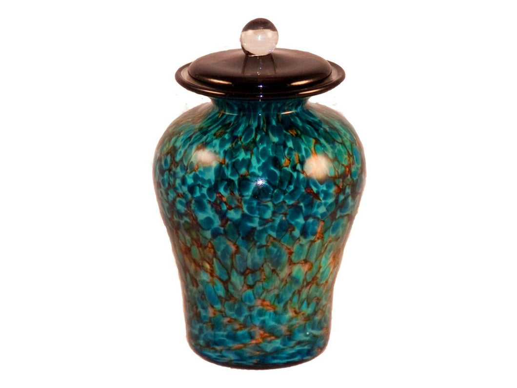 100 Cubic Inch Palermo Aegean Funeral Glass Cremation Urn for Ashes