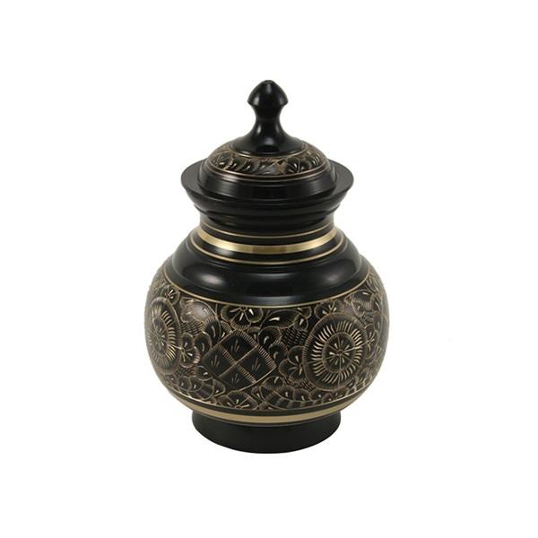 Black Brass Medium Pet Funeral Cremation Urn for Ashes 40 Cubic Inches