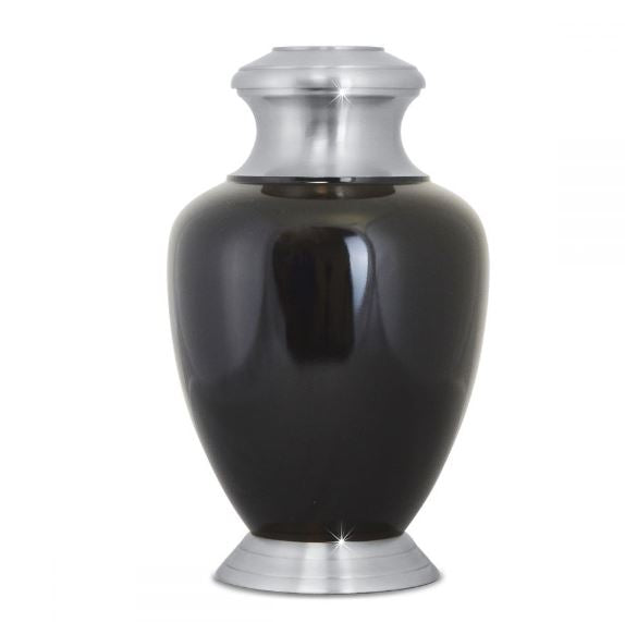 Large/Adult 220 Cubic Inches Modern Black Brass Funeral Cremation Urn for Ashes