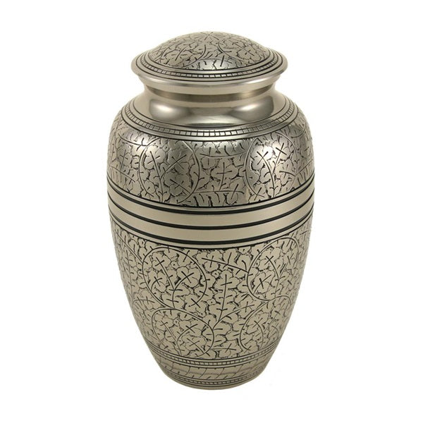 Large/Adult 210 Cubic Inches Silver Oak Funeral Cremation Urn for Ashes