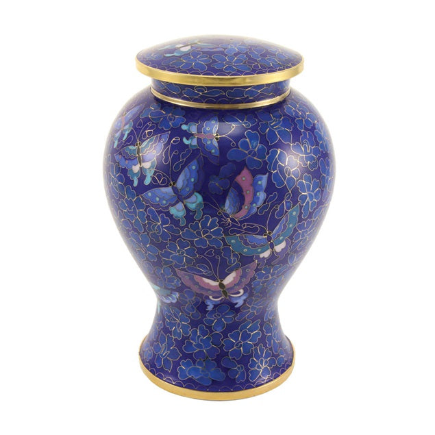 Cloisonne Butterfly Adult 200 Cubic Inches Funeral Cremation Urn for Ashes