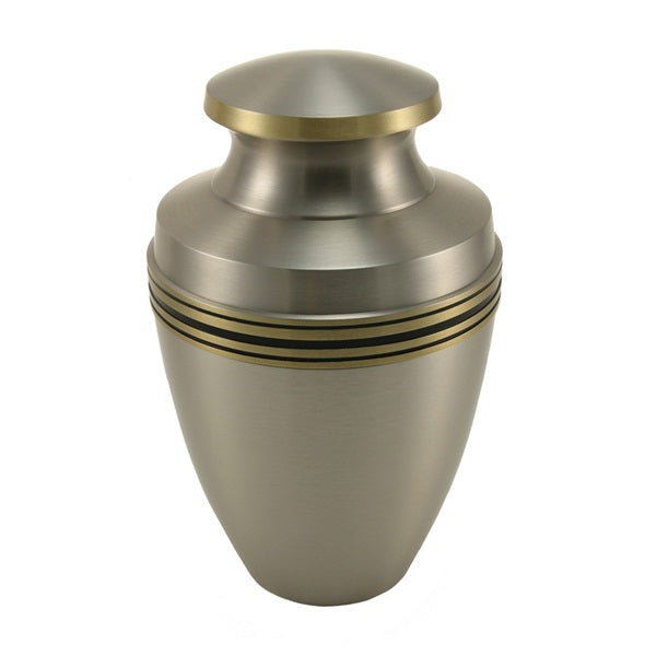 Adult 200 Cubic Inch Brass Pewter Funeral Cremation Urn for Ashes,