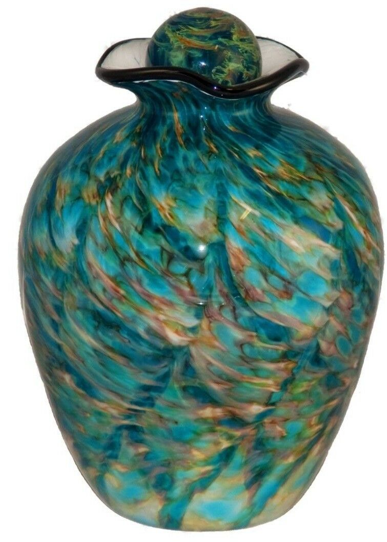 XL/Companion 400 Cubic Inch Rome Aegean Funeral Glass Cremation Urn for Ashes