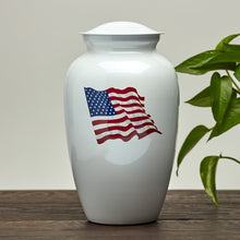 Load image into Gallery viewer, Large Funeral Cremation Urn for ashes, 210 Cubic Inches - Classic Color Flag

