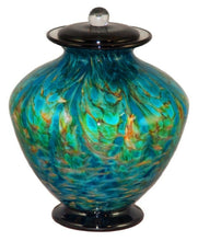 Load image into Gallery viewer, Large/Adult 220 Cubic Inch Milan Aegean Funeral Glass Cremation Urn for Ashes

