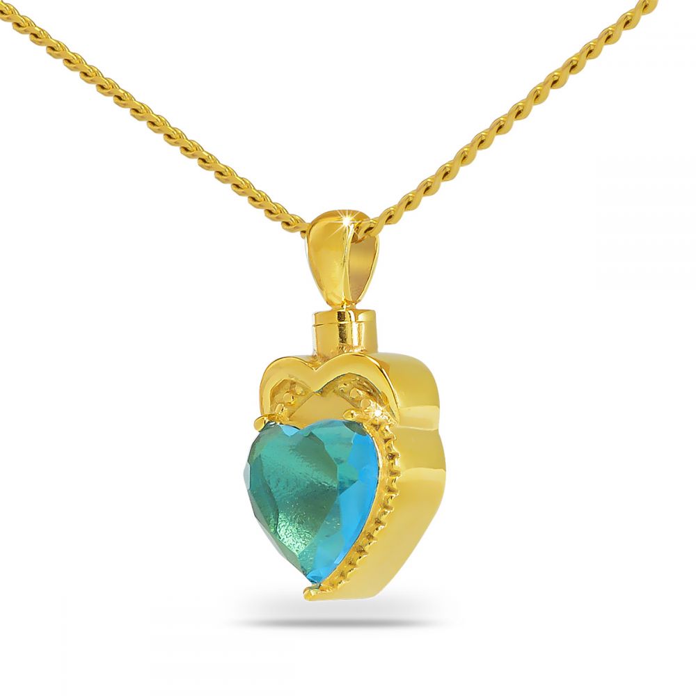 Stainless Steel/Gold Plated Ocean Heart Pendant/Necklace Cremation Urn