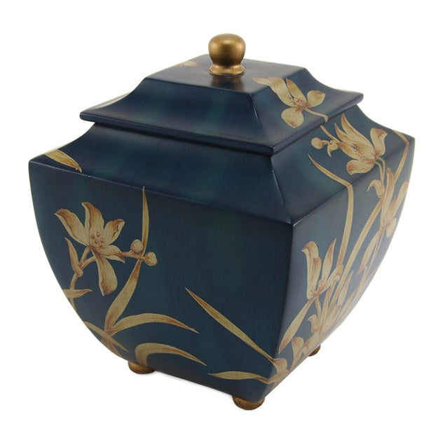 Indigo Orchid Resin Adult 200 Cubic Inch Funeral Cremation Urn for Ashes
