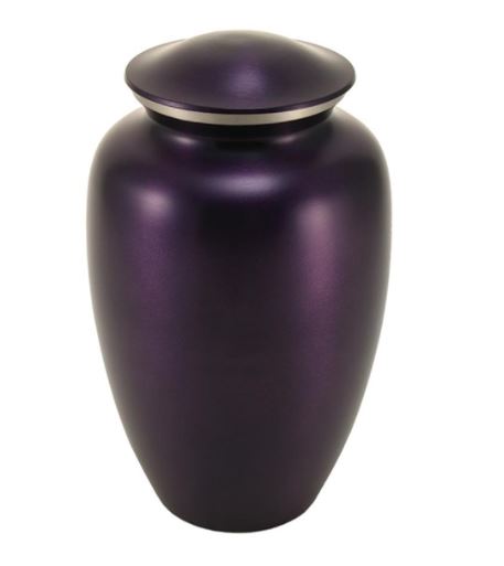 Large Classic Pet Brass Violet Funeral Cremation Urn, 195 Cubic Inches