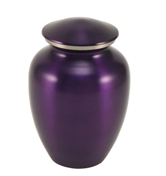 Small/Keepsake Classic Pet Brass Violet Funeral Cremation Urn, 85 Cubic Inches