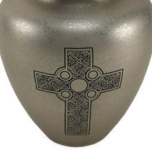 Load image into Gallery viewer, New, Solid Brass Celtic Cross Large Funeral Cremation Urn, 200 Cubic Inches
