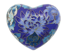 Load image into Gallery viewer, Small/Keepsake Blue Cloisonne Heart  Funeral Cremation Urn, 3 Cubic Inches
