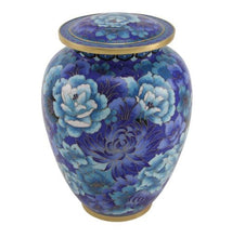 Load image into Gallery viewer, Blue Cloisonne Adult 210 Cubic Inch Funeral Cremation Urn for Ashes
