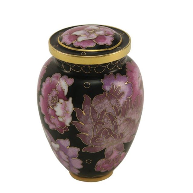 Floral Cloisonne 4 Keepsake Set Funeral Cremation Urns for Ashes,5 Cubic Inch ea