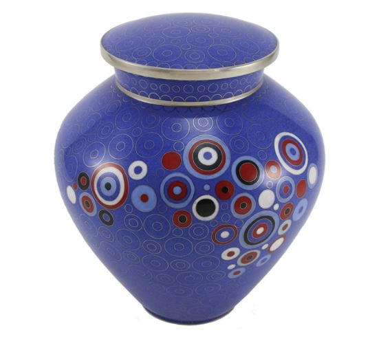 Blue Cloisonne Adult 200 Cubic Inch Funeral Cremation Urn for Ashes