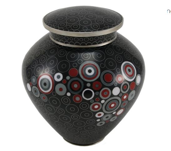 Black Cloisonne Adult 200 Cubic Inch Funeral Cremation Urn for Ashes