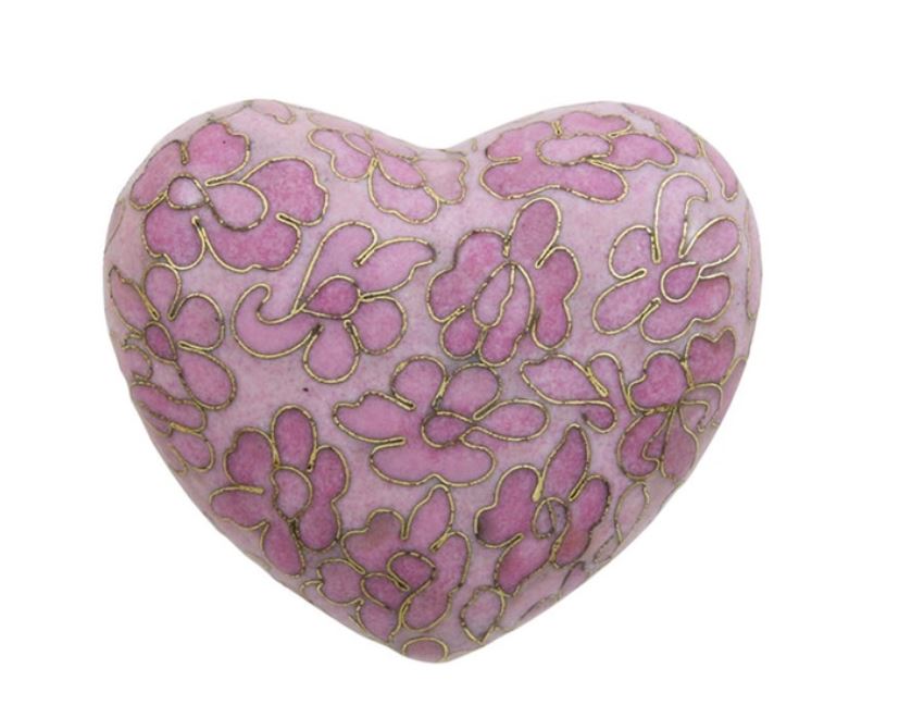 Cloisonne Heart Keepsake Funeral Cremation Urn for Ashes, 3 Cubic Inches