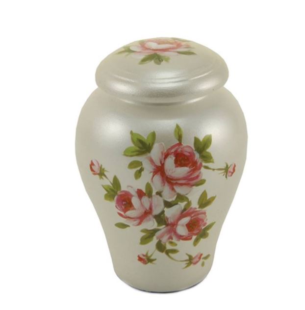 White Ceramic Keepsake Funeral Cremation Urn for Ashes, 10 Cubic Inches