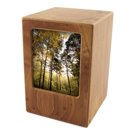 Wood Adult 200 Cubic Inch Funeral Cremation Urn for Ashes with photo