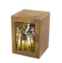 Load image into Gallery viewer, Small/Keepsake Wood  Funeral Cremation Urn for Ashes with photo, 40 Cubic Inches
