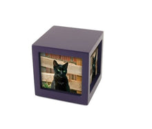 Load image into Gallery viewer, Small/Keepsake Violet Photo Cube Funeral Cremation Urn, 25 Cubic Inches
