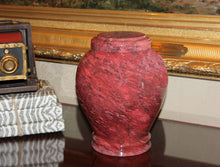 Load image into Gallery viewer, Embrace Red Natural Marble Large/Adult Funeral Cremation Urn, 220 Cubic Inches
