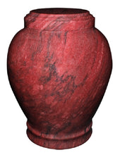 Load image into Gallery viewer, Embrace Red Natural Marble Large/Adult Funeral Cremation Urn, 220 Cubic Inches
