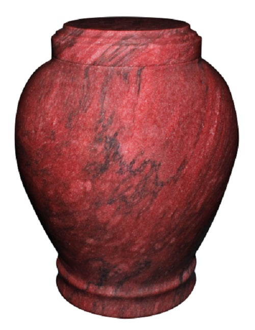 Embrace Red Natural Marble Large/Adult Funeral Cremation Urn, 220 Cubic Inches