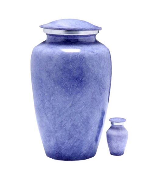 Large/Adult 200 Cubic Inch Metal Violet Marble Funeral Cremation Urn for Ashes