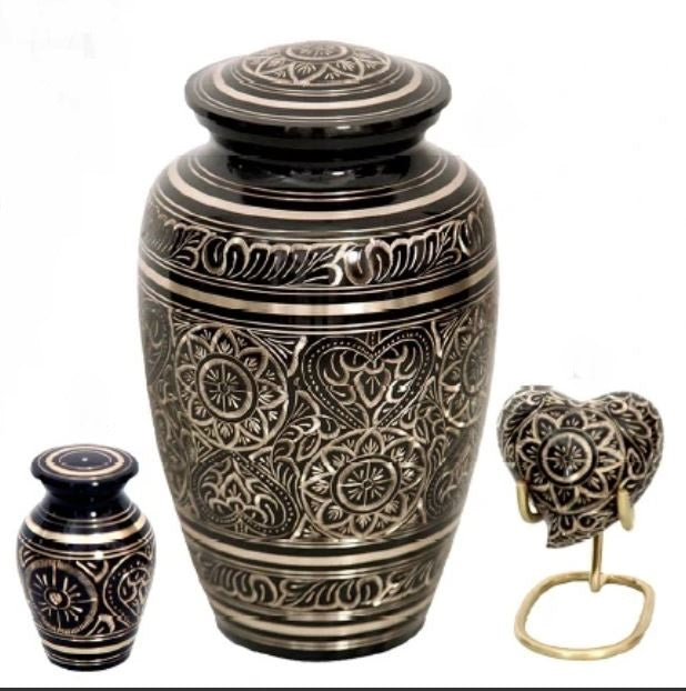 Large/Adult 200 Cubic Inch Metal Golden Aura Funeral Cremation Urn for Ashes