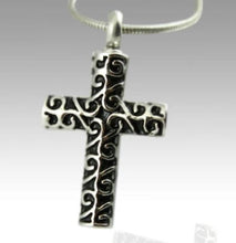 Load image into Gallery viewer, Curvy Cross Stainless Steel Funeral Cremation Urn Jewelry Pendant w/Chain
