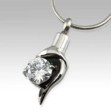 Load image into Gallery viewer, Diamond Accent Stainless Steel Funeral Cremation Urn Pendant w/Chain for Ashes
