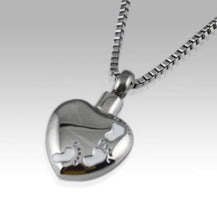Load image into Gallery viewer, Foot Print Stainless Steel Funeral Cremation Urn Pendant w/Chain for Ashes
