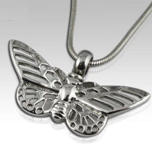 Load image into Gallery viewer, Butterfly Stainless Steel Funeral Cremation Urn Pendant w/Chain for Ashes
