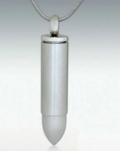 Load image into Gallery viewer, Bullet Stainless Steel Funeral Cremation Urn Pendant w/Chain for Ashes
