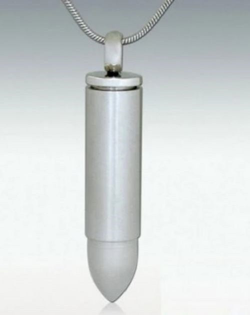 Bullet Stainless Steel Funeral Cremation Urn Pendant w/Chain for Ashes