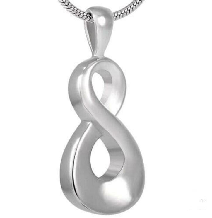 Infinity Stainless Steel Funeral Cremation Urn Pendant w/Chain for Ashes