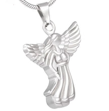 Load image into Gallery viewer, Angel Stainless Steel Funeral Cremation Urn Pendant w/Chain for Ashes
