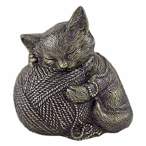 Small/Keepsake 50 Cubic Inch Bronze Sleeping Cat Pet Funeral Cremation Urn