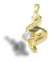 Load image into Gallery viewer, Curvy Diamond 24k Gold Plated Sterling Silver Cremation Urn Pendant w/Chain
