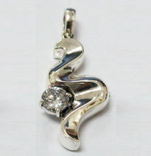 Load image into Gallery viewer, Curvy Diamond Sterling Silver Funeral Cremation Urn Pendant w/Chain for Ashes
